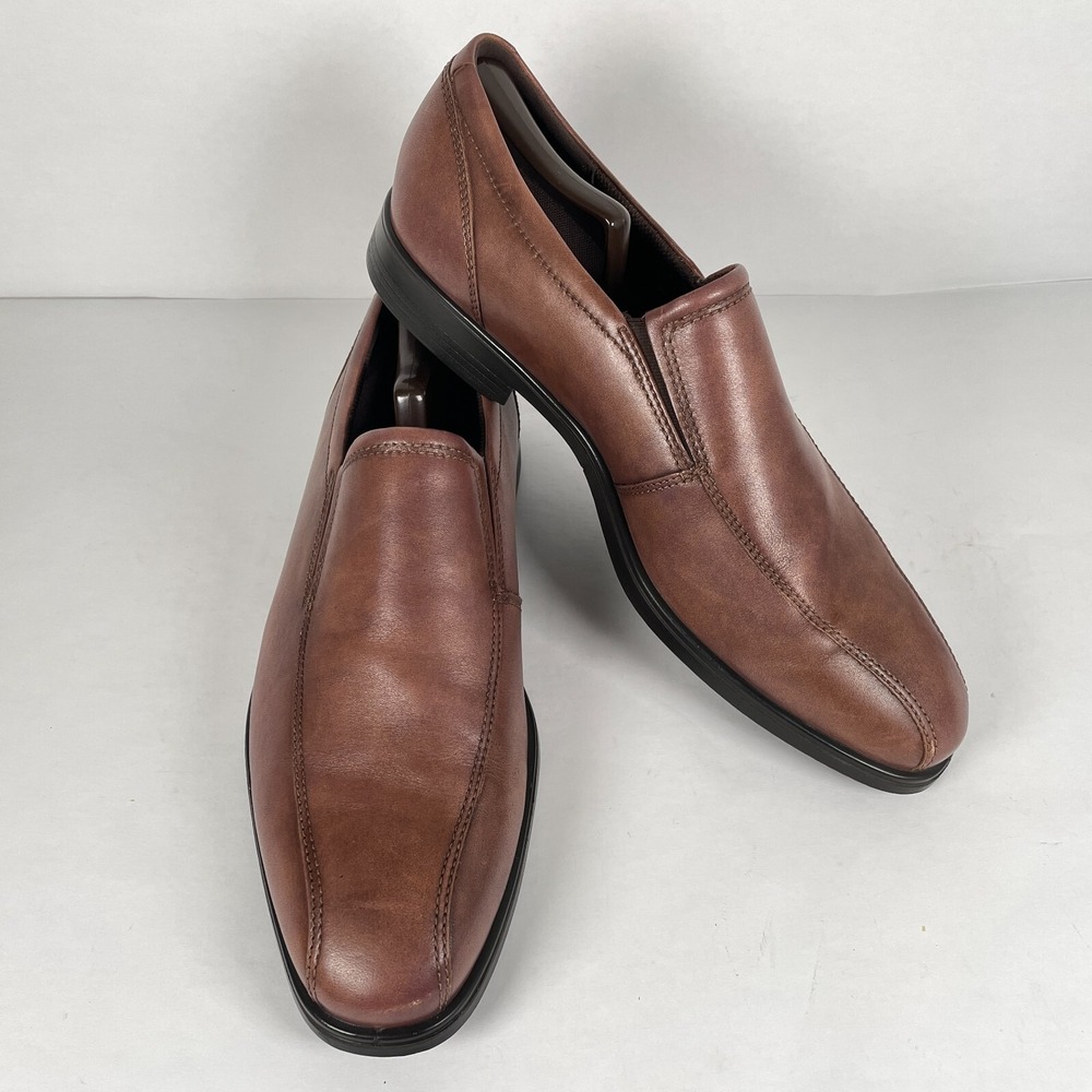 Ecco Queenstown Loafers Mens Size 46 US 12 Brown Leather Bicycle Toe Dress Shoes - Picture 2 of 10